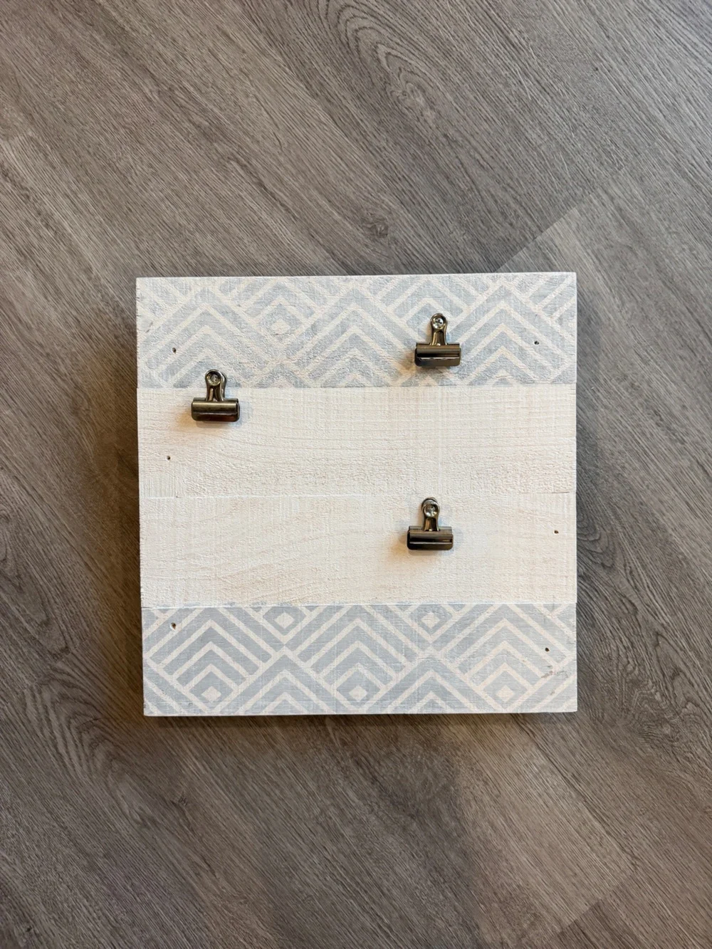 White and Light Gray Geometric Wall Photo Clip Board